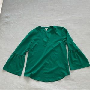 J.Crew bell sleeve top - green - size XS